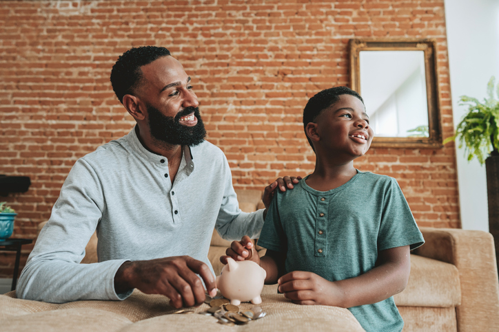 Father and son coin bank