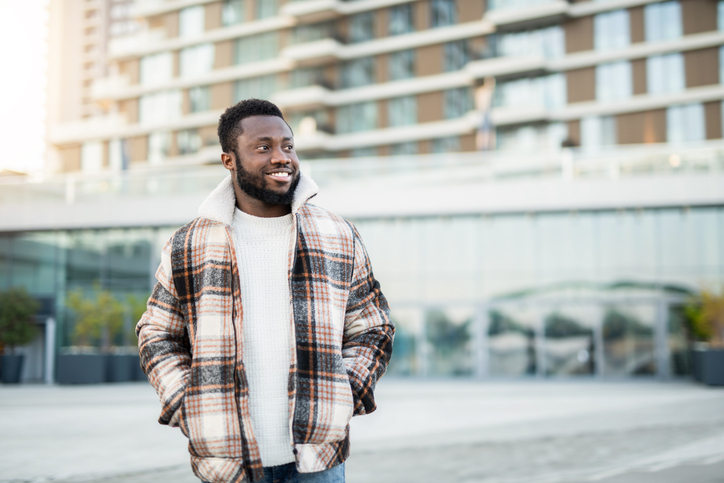 men's mental health month - Happy young African American man.