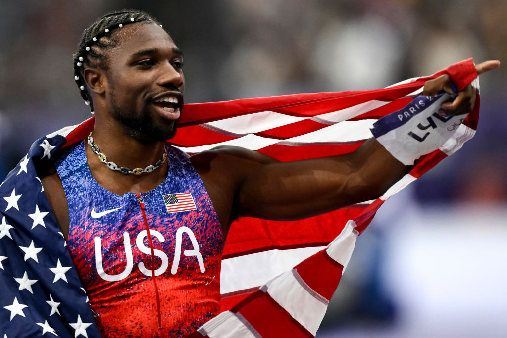 Noah Lyles mental health - United States of America celebrates after...