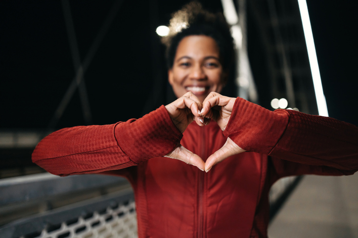 Joyful nighttime jog in the city