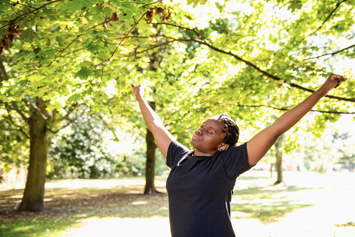 Woman in a park on a fall day