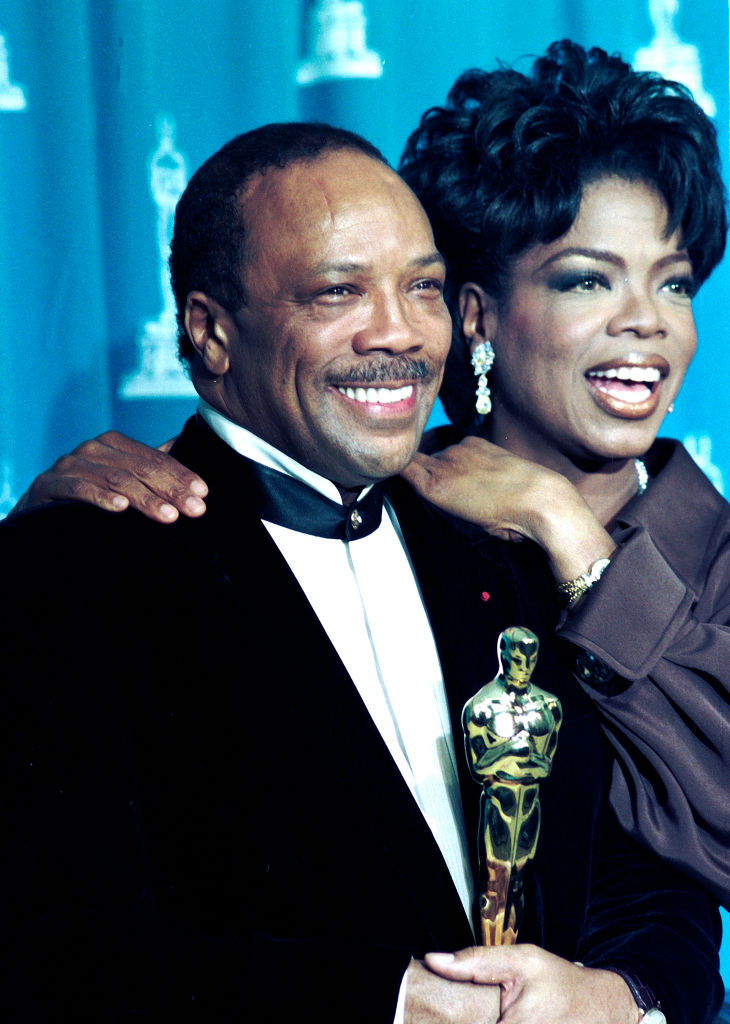 Music Producer Quincy Jones and Oprah Winfrey at Academy Awards